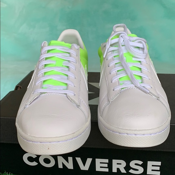 CONVERSE PRO LEATHER OX WHITE/GHOST GREEN/WHITE MN - Picture 8 of 16